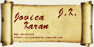 Jovica Karan vizit kartica